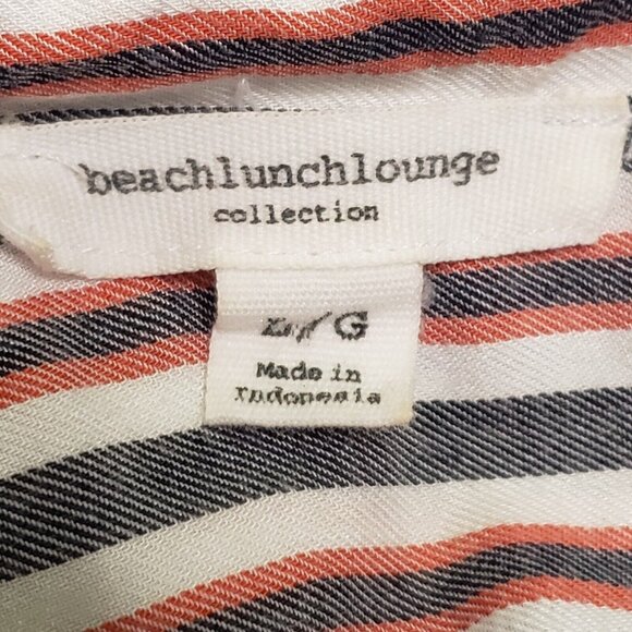 Beach Lunch Lounge Top Womens Large Red Grey White Striped Beachcore Cottagecore - Picture 2 of 15